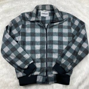 1980s Vintage Plaid Fleece Zip Up Cozy Flannel Top